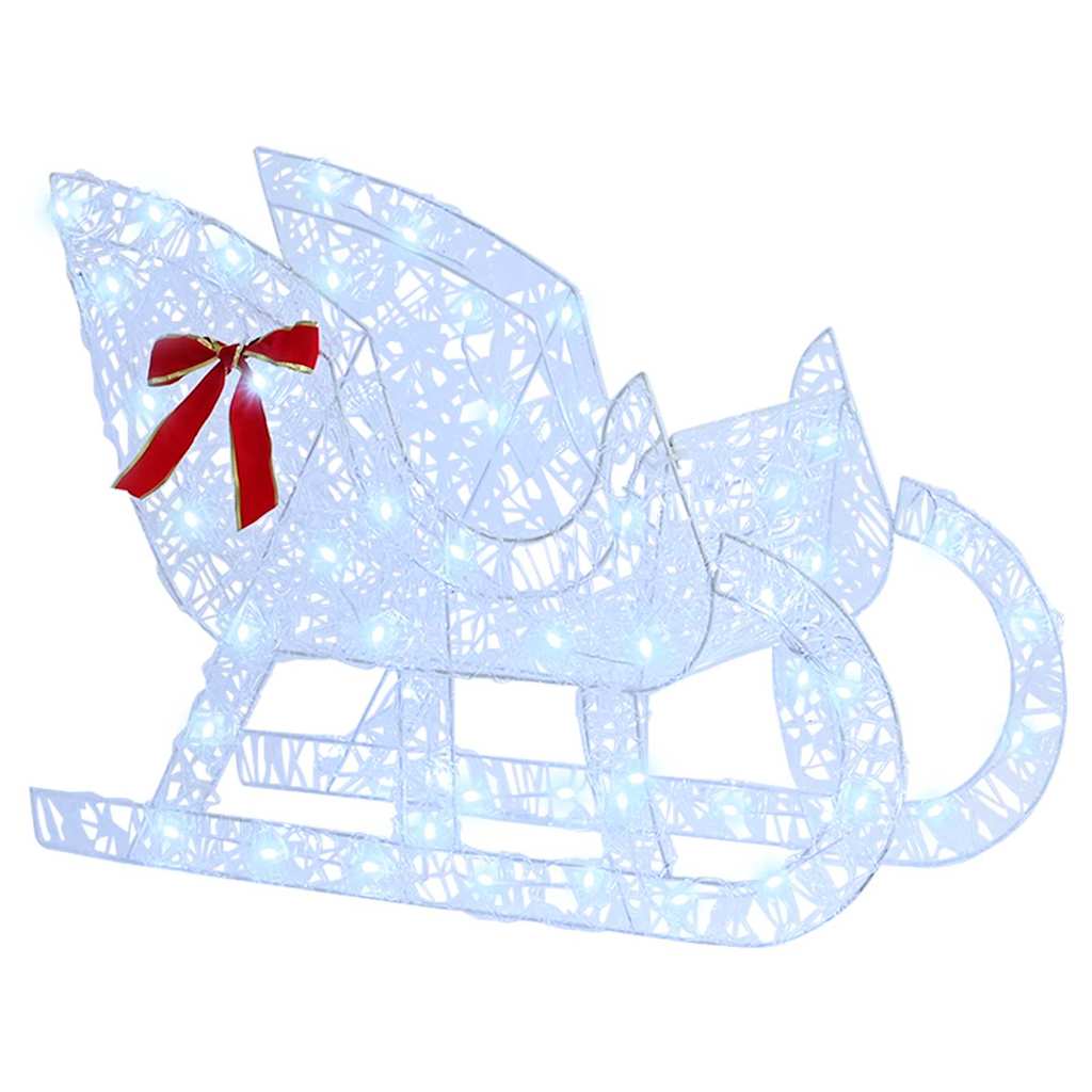 Reindeer Pull Sleigh Cold white 70 x 26 x 128.5 cm Acrylic